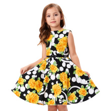 Kate Kasin Kinder Audrey &#39;Vintage Divinity 50&#39;s Kleid Vintage Retro Baumwolle Blumenmuster Mädchen Vintage Kleid KK000250-6